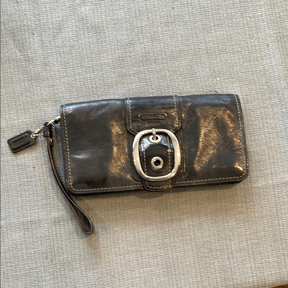 Coach Black Leather Wristlet Wallet